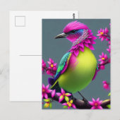 Colorful Surreal Pink Yellow Bird Briefkaart (Voorkant / Achterkant)