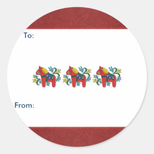 Colorful Swedish Dala Horse Ronde Sticker