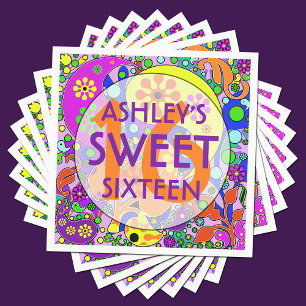Colorful Sweet 16 Birthday Party Napkins Servet
