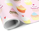 Colorful Sweet Cupcakes Pattern Wrapping Paper Cadeaupapier (Rol Hoek)