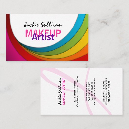 Colorful Swirl Makeup Artist Visitekaartje (Voorkant / Achterkant)