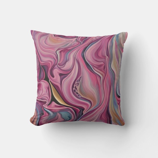 Colorful Swirls Pink Blue Gold Sierkussen (Voorkant)