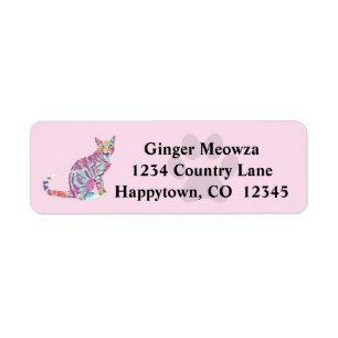 Colorful Tabby Cat Return Address Label