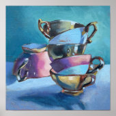 Colorful Tea Cups Poster Print (Voorkant)