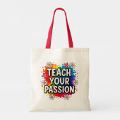 Colorful Teach Rainbow Apple Teacher Tote Bag  (Dos)