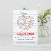 Colorful Teachers Apple Retirement Party Invite Kaart (Staand voorkant)