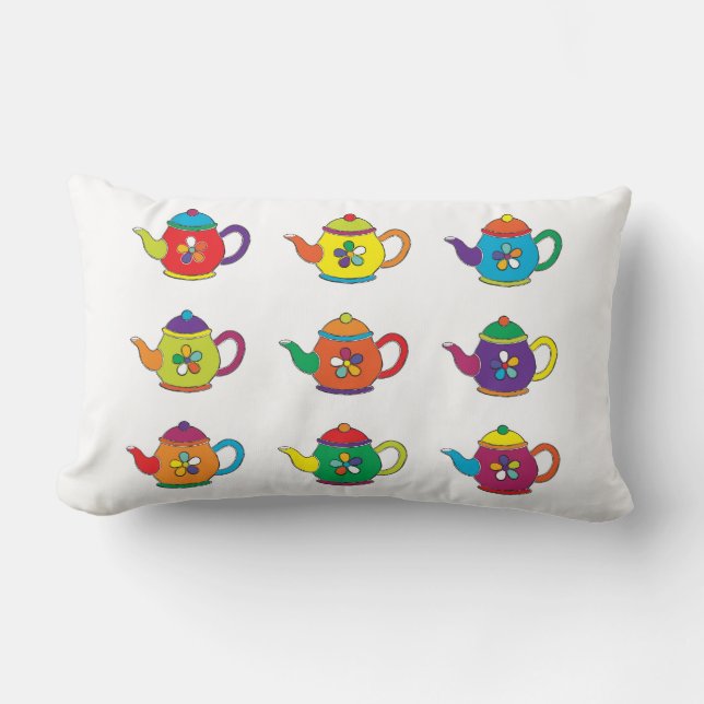COLORFUL TEAPOTS KUSSEN (Voorkant)
