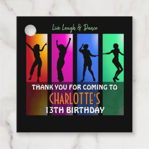 Colorful Teenager Disco Party Geboortedag Bedankjes Labels