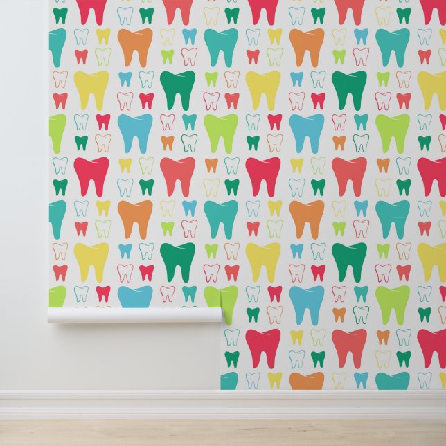 Colorful Teeth Pattern Behang (Applicatie)
