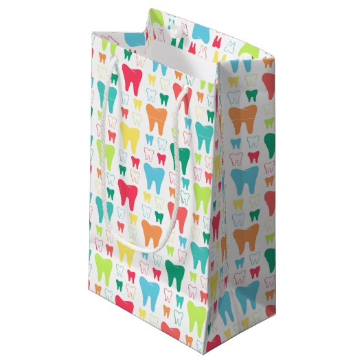 Colorful Teeth Pattern Klein Cadeauzakje (Voorkant Gekanteld)