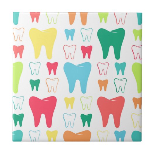 Colorful Teeth Pattern Tegeltje (Voorkant)