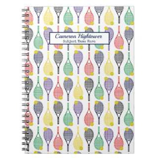 Colorful Tennis Racquet Ball Pattern Name subject Notitieboek