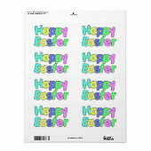 Colorful Text Happy Easter   Etiket (Full Sheet)