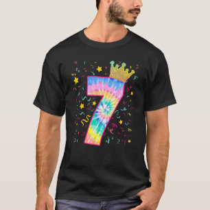 Colorful Tie Dye Number 7 Year Old Girls 7th Birth T-shirt