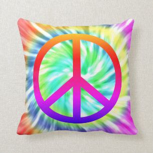 Colorful Tie Dye Peace Sign-Sierkussen Kussen