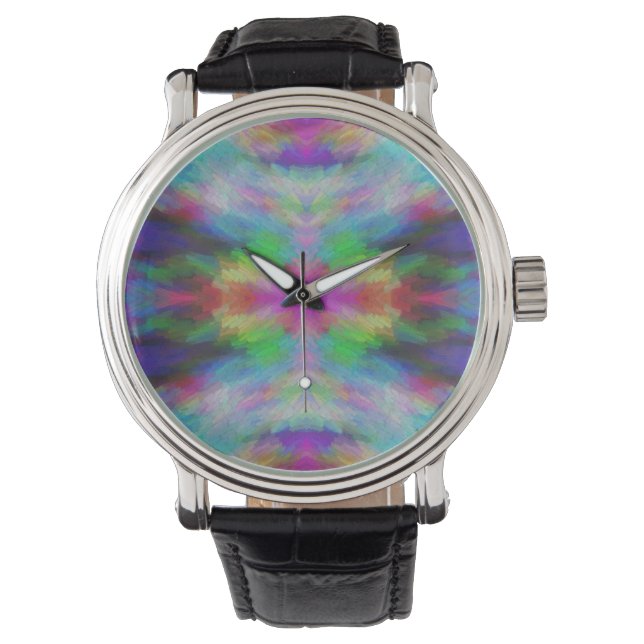 Colorful Tie Dye Style Art Horloge (Voorkant)