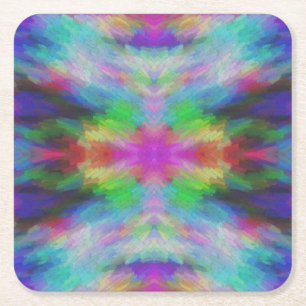 Colorful Tie Dye Style Art Vierkante Kartonnen Onderzetter