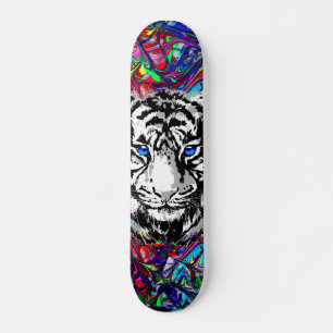 Colorful Tiger Head - Psychedelic Tiger Skateboard