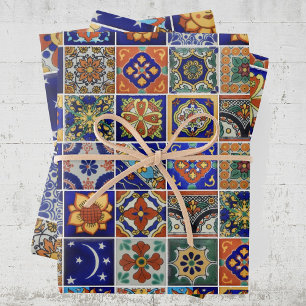 Colorful Tile Mexican Talavera print on demand Inpakpapier Vel