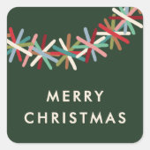 Colorful Tinsel Garland Merry Christmas Sticker (Devant)