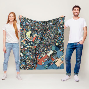 Colorful Tokyo Map Fleece Deken