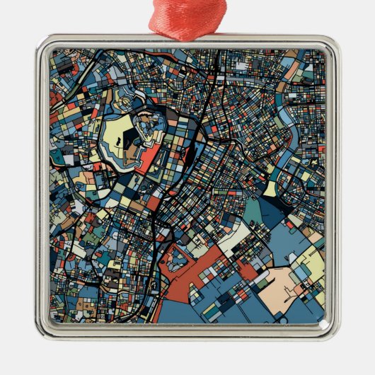Colorful Tokyo Map Metalen Ornament (Voorkant)