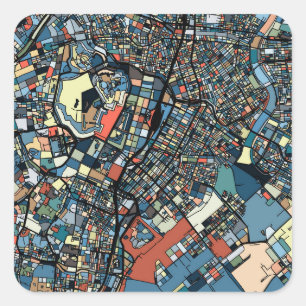 Colorful Tokyo Map Vierkante Sticker