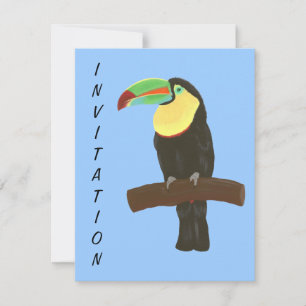 Colorful Toucan Bird Birthday Party Invitations Kaart