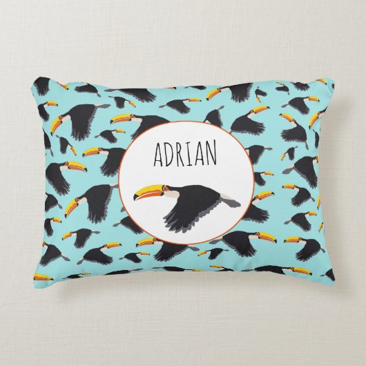 Colorful Toucan Tropical Bird Pattern Accent Kussen (Voorkant)