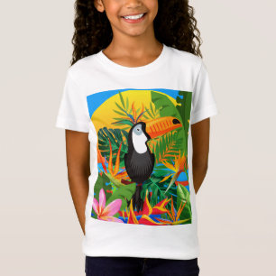 Colorful Toucan Tropical Rainforest Girls T-Shirt