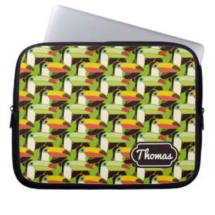 Colorful Toucans   Jouw namen toevoegen Laptop Sleeve