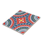 Colorful Traditional Ethnic Boho Geometric Pattern Tegeltje (Zijkant)