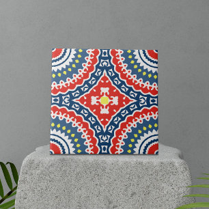 Colorful Traditional Ethnic Boho Geometric Pattern Tegeltje