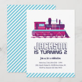 Colorful  Train Kids Birthday Kaart (Voorkant / Achterkant)