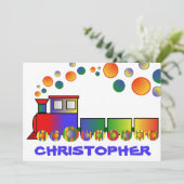 Colorful Train Personalized Birthday Party Kaart (Staand voorkant)
