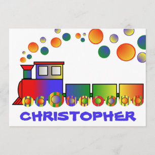 Colorful Train Personalized Birthday Party Kaart