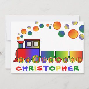 Colorful Train Personalized Birthday Party Kaart
