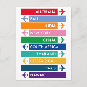 Colorful Travel Bucket List Briefkaart