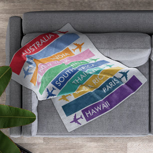 Colorful Travel Bucket List Fleece Deken