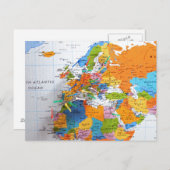 Colorful Travel Map Briefkaart (Voorkant / Achterkant)
