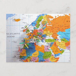 Colorful Travel Map Briefkaart