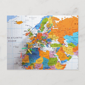 Colorful Travel Map Briefkaart