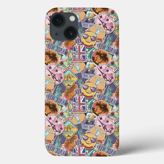 Colorful Travel Sticker Patroon Case-Mate iPhone Case (Achterkant)