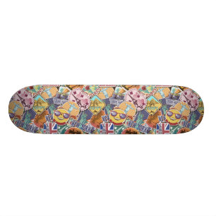 Colorful Travel Sticker Patroon Skateboard