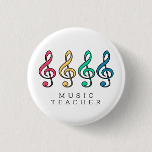 Colorful Treble Clef Music Teacher Ronde Button 3,2 Cm