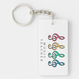 Colorful Treble Clef Music Teacher Sleutelhanger