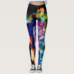 Colorful Trendy Abstracte Waterverf Paint Splatter Leggings