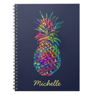 Colorful Trendy Tropical Pineapple Art Notitieboek