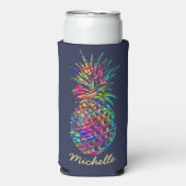 Colorful Trendy Tropical Pineapple Personalized (Seltzer Voorkant)