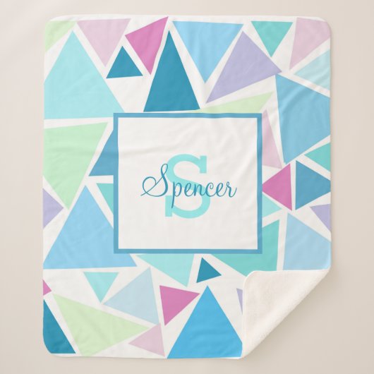 COLORFUL TRIANGLES Sherpa Blanket Deken (Voorkant)